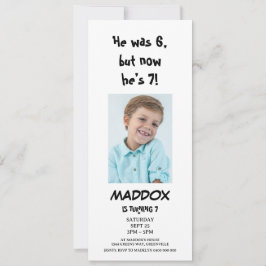 Enkel Personlig Foto 7-årsdag med QR-kod Inbjudningar