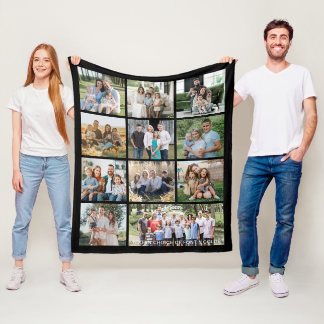 Enkel personlig fotokollage med 11 bilder fleecefilt (På plats)