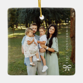 Enkel personlig julbild med familjefoto julgransprydnad keramik