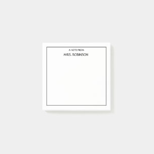 Enkel Personlig Lärare Namn Professionell Post-it Block