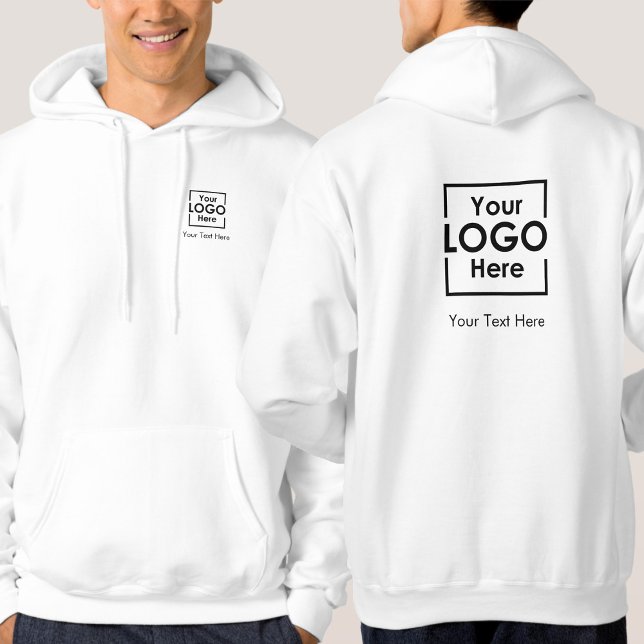 Enkel Personlig - Logotyp, text längst bak Hoodie (Simple Personalized Business Logo Text Front Back Hoodie)