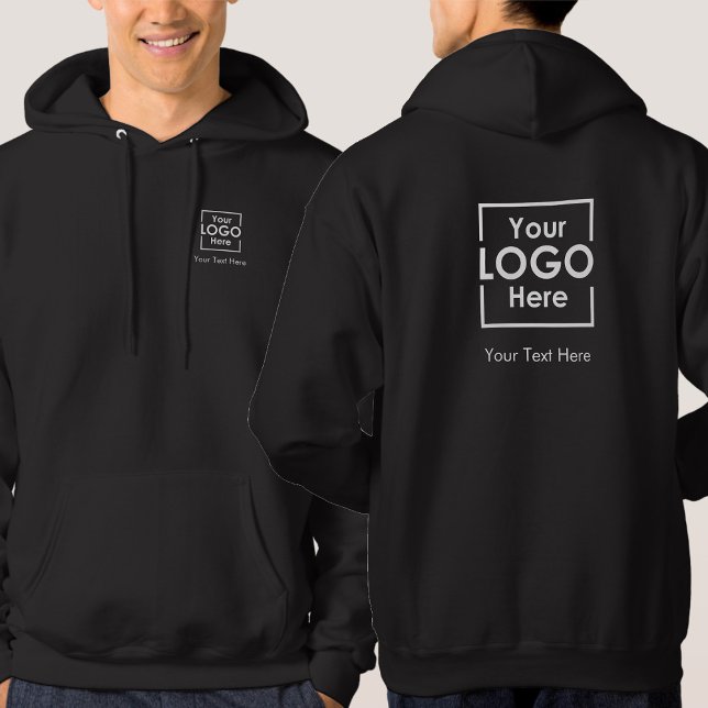 Enkel Personlig - Logotyp, text längst bak Hoodie (Simple Personalized Business Logo Text Front Back Hoodie)