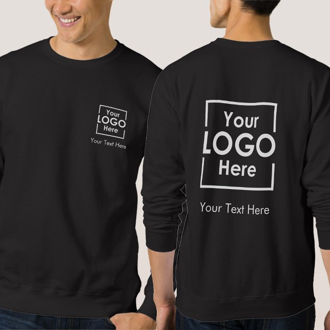 Enkel Personlig - Logotyp, text längst bak Lång Ärmad Tröja (Simple Personalized Business Logo Text Front Back Sweatshirt)