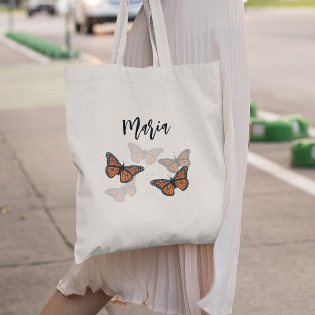 Enkel Personlig, monarch Butterflies Tygkasse (Monarch butterfly personalized tote bag. )