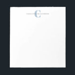 Enkel Personlig, Monogram och Namn i blått Anteckningsblock<br><div class="desc">Enkel Personlig,  Monogram och Namn i Dusty Blue-Anteckningsblock</div>