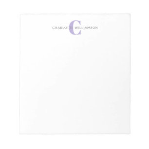 Enkel Personlig Monogram och Namn i Lavender Anteckningsblock