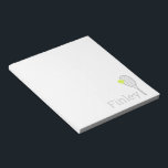 Enkel Personlig Namn Tennis Player Anteckningsblock<br><div class="desc">Enkelt anteckningsblock med personlig med tennis racket och boll monogramtext namn eller anpassningsbar i subtil grått,  med redigerbart färg och typsnitt som kan matchas med ditt team eller din skola.</div>