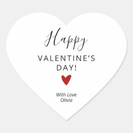 Enkel Personlig Röda vita Valentines day Hjärtformat Klistermärke