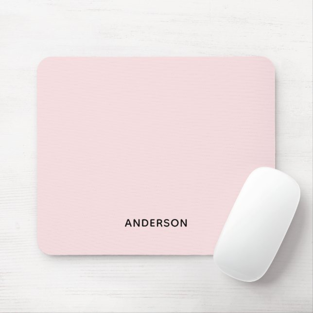 Enkel Personlig Rosa & Namn Monogram | Elegant Musmatta (Med mus)