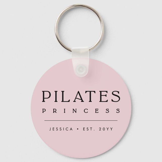 Enkel Personlig Rosa Pilates-Prinsessa Nyckelring (Framsida)