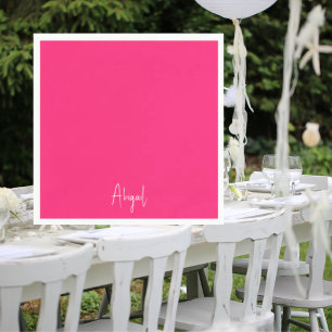 Enkel Personlig, Shock rosa, skript Cocktail Pappersservett