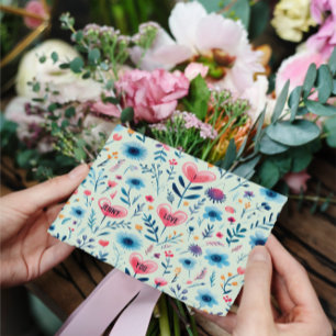 ENKEL PERSONLIG SKANDINAVIAN BLOMMIGT HEART HELG VYKORT