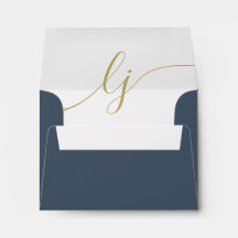 Enkel Personlig Stationery Navy Guld
