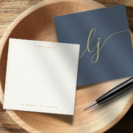 Enkel Personlig Stationery Navy Guld Anteckningskort