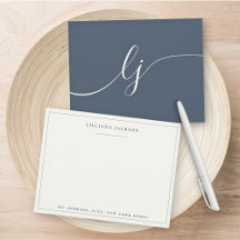 Enkel Personlig Stationery Navy & Ivory