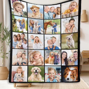 Enkel Photo Collage 20 Anpassningsbar Cute-familj Fleecefilt