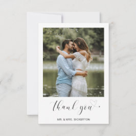 Enkel Photo Heart-minimalistisk skript Bröllop Tack Kort