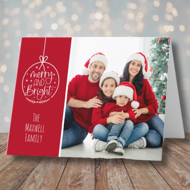 Enkel Photo Merry Bright-jul Helgkort (Simple Photo Merry Bright Christmas Holiday Card)
