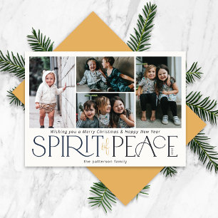 Enkel Photo Peace Navy Guld Julkort