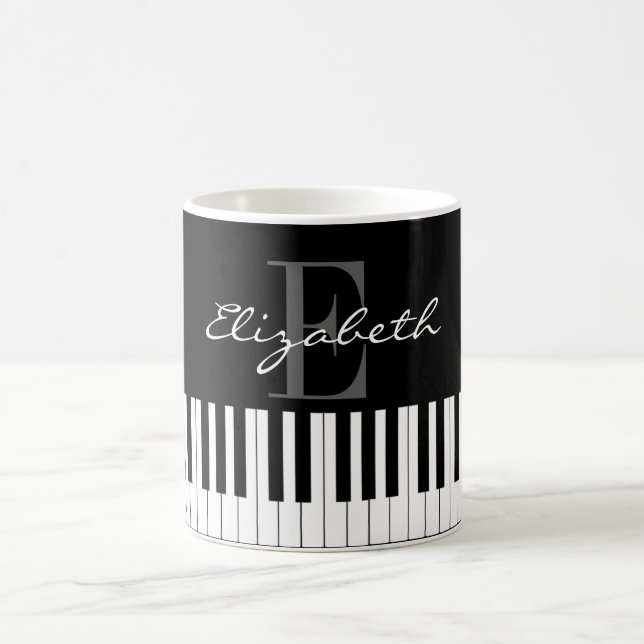 Enkel pianoMonogramdesign Kaffemugg (Center)