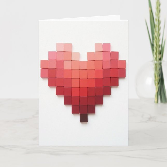 Enkel Pixel Hjärt Kärlek Kort (Framsida)
