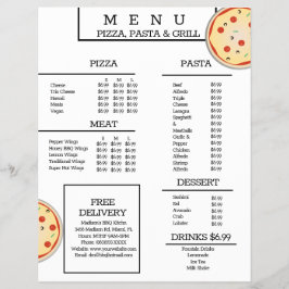 Enkel Pizza Pasta Grill Restaurang Spaghetti Meny