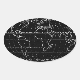 enkel planisphere/kartor ovalt klistermärke