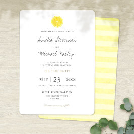 Enkel platt kort för vigselinbjudan med citronmoti
