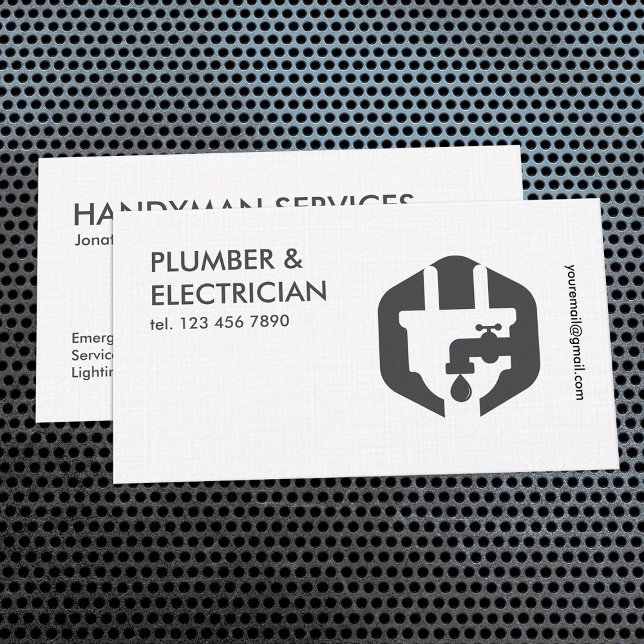 Enkel plumber och elektricitet visitkort (Plumber & Electrician Business Cards)