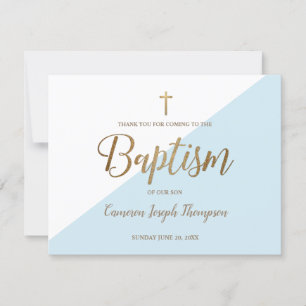 Enkel Pojke-blå baptism Guld Tack Kort