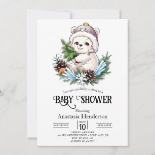 Enkel Polar Bear Digital Baby Shower för Snö Inbjudningar