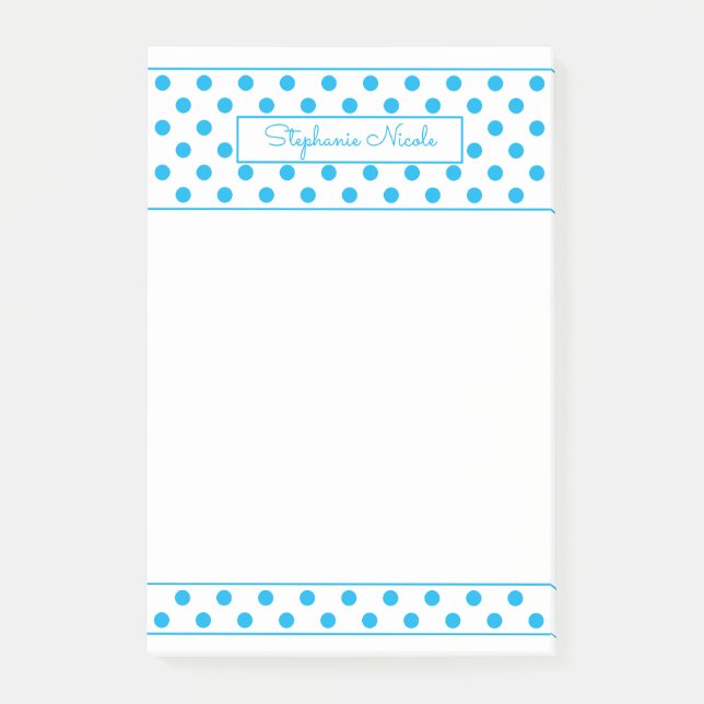 Enkel Polka Dot Himlar Blue-Personlig Post-it Block (Framsida)