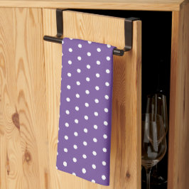 Enkel Polka Dot Lila and White Kökshandduk