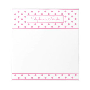 Enkel Polka Dot Rosa Personlig Anteckningsblock