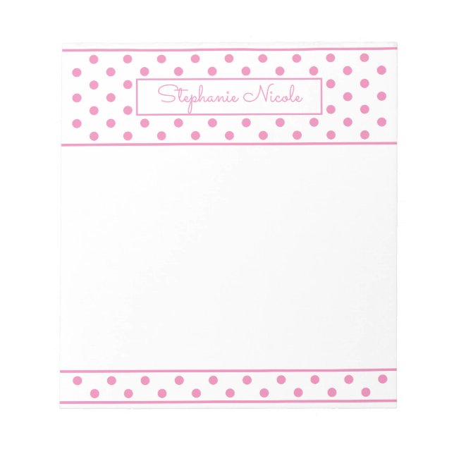 Enkel Polka Dot Rosa Personlig Anteckningsblock (Framsida)
