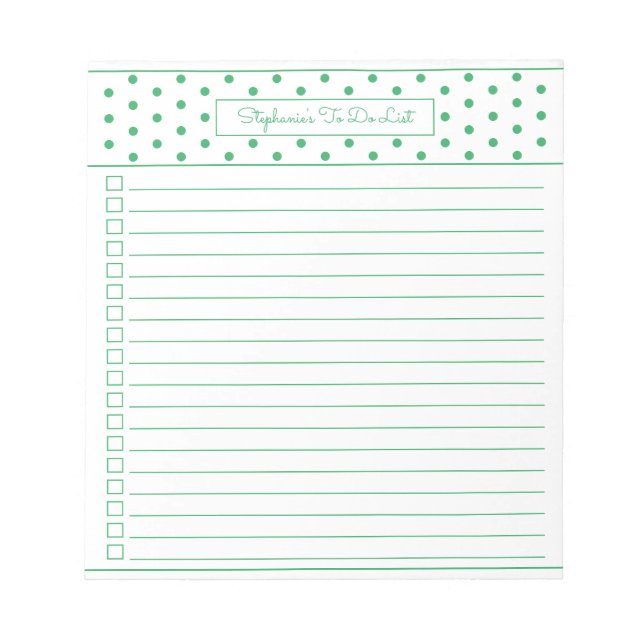 Enkel polka punkt Grönt en kolumn att göra checkli Anteckningsblock (Framsida)