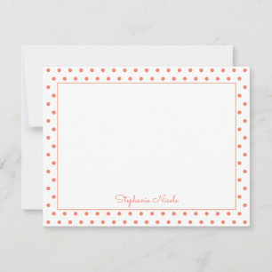 Enkel Polka-punktens Personlig Orange Thin Gräns Anteckningskort