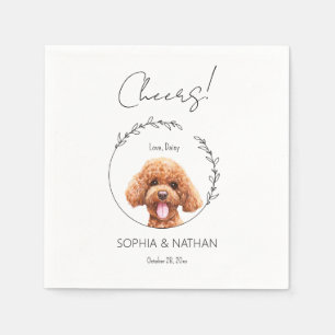 Enkel Poodle Hund Bröllop Cocktail Pappersservett