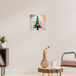 Enkel Pop Art Geometrisk Julgran och Cirkel Poster