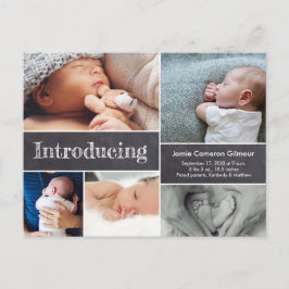 Enkel presentation Kritskrifttavla Flera bebisfoto Meddelande Vykort