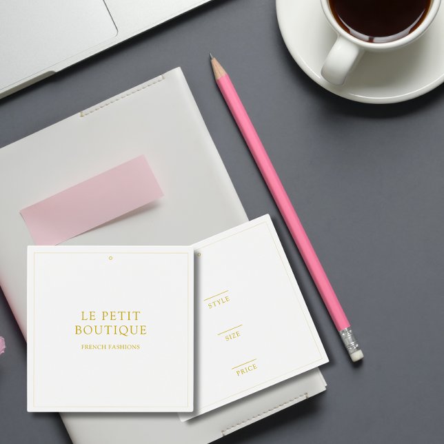 Enkel Pris Märkre för vitkläder i Guld Fyrkantigt Visitkort (Skapare uppladdad)