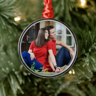 Enkel professionell foto premium rund julgransprydnad metall