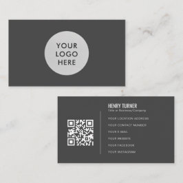 Enkel Professionell Grått Logotyp QR Code Company Visitkort