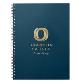 Enkel Professionell Guld Business Logotyp Navy Blu Anteckningsbok
