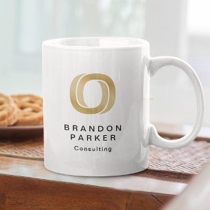 Enkel Professionell Guld Business Logotyp och Namn Jumbo Mugg