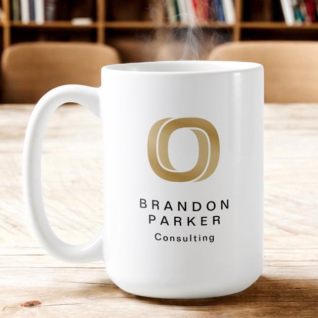 Enkel Professionell Guld Business Logotyp och Namn Kaffemugg (Skapare uppladdad)