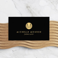 Enkel Professionell i Guld Circle Monogram Black