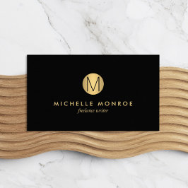 Enkel Professionell i Guld Circle Monogram Black Visitkort