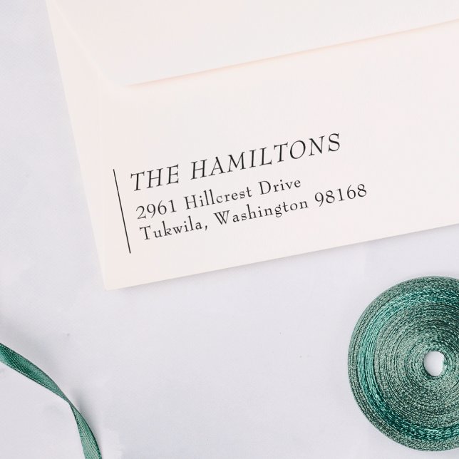 Enkel Professionell Lämnat Returadress justerad mo Självfärgande Stämpel (Stamp Mockup)