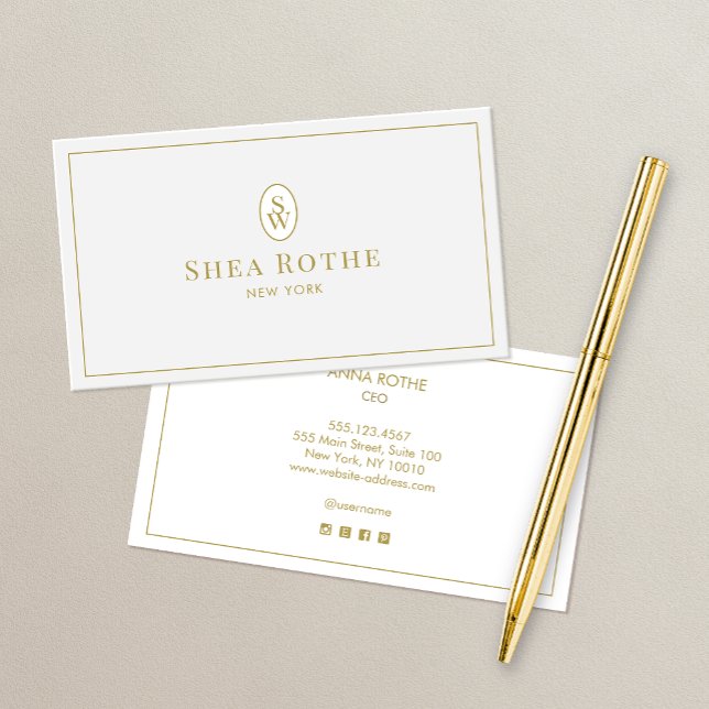 Enkel Professionell Light Grått Vintage Monogram Visitkort (Skapare uppladdad)